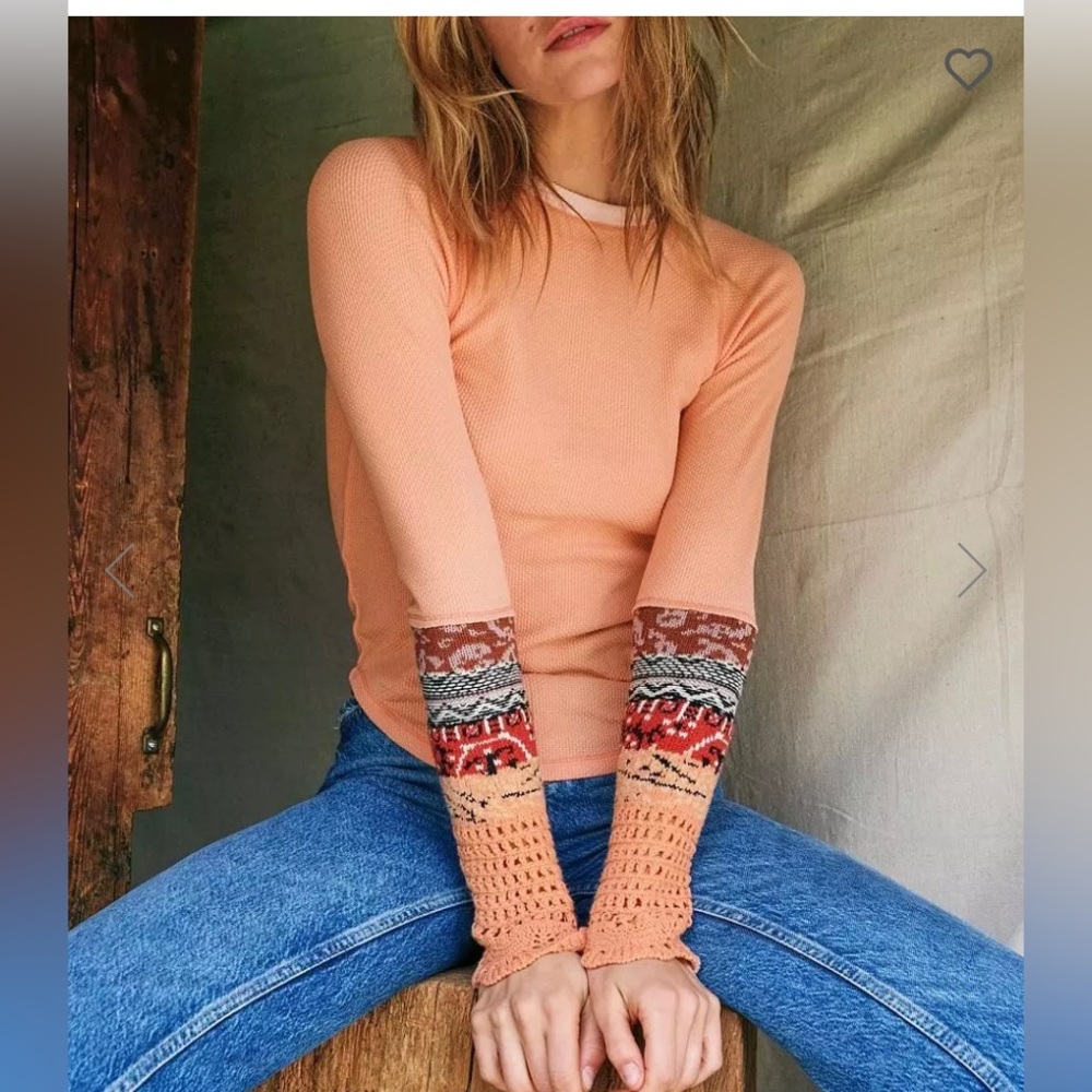 Free People “In The Mix” Thermal Top NWT Size Small Desert Orange